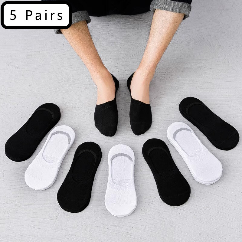5 pares de calcetines de algodón masculinos casual y transpirable calcetines de barco invisibles de negocios calcetines de barco deportivos masculinos de verano calcetines de barco femeninos eu37 - 43