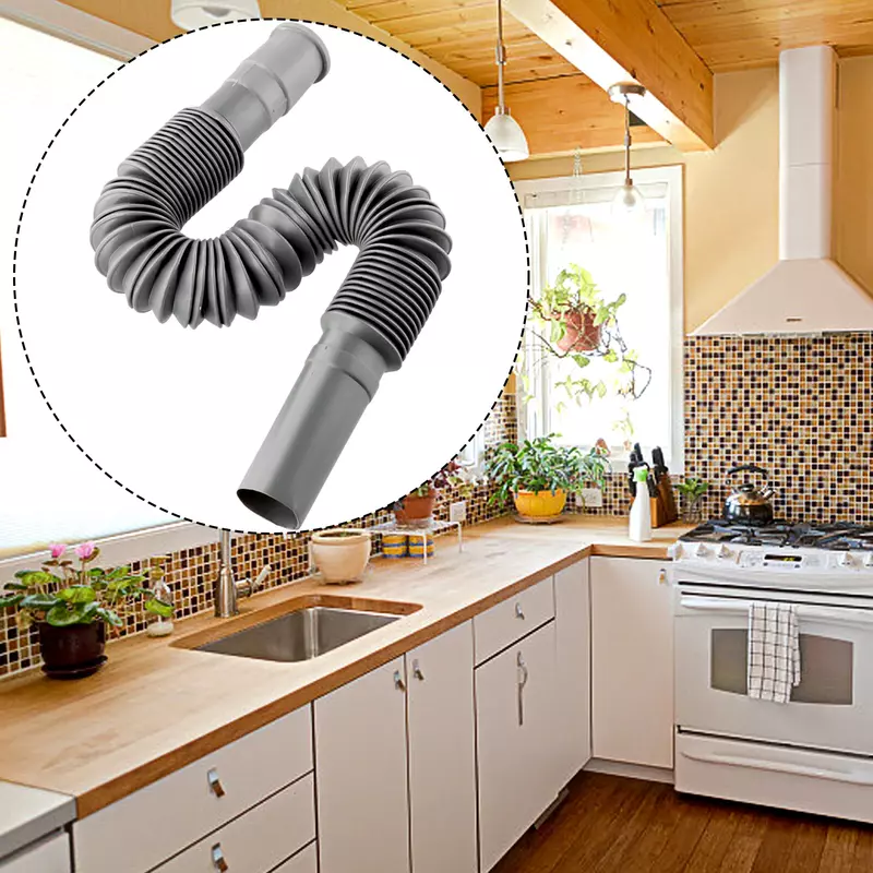 Flexibles Schlauch rohr Küchen becken Sieb Spüle Verlängerung grau 80cm Wasch schüssel Home Universal Bad Kunststoffs ch lauch
