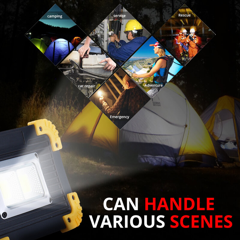 Projecteur LED portable super lumineux, lampe de travail aste par USB pour camping en plein air, lampe de poche, 3000000LM, 100W