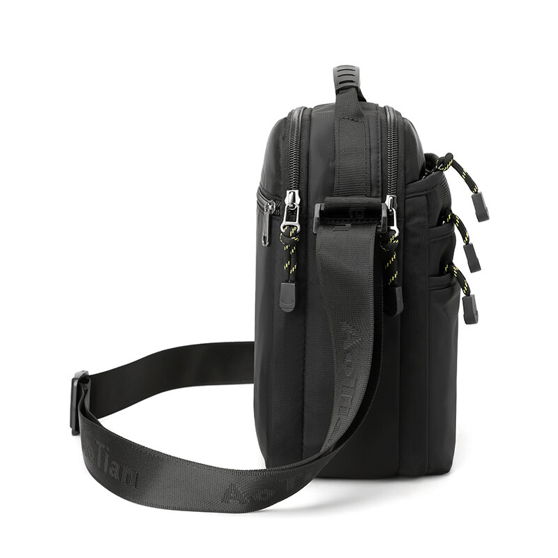 Bolsa de ombro de nylon masculina, multi bolsos, bolsa tiracolo casual leve, bolsa para acampar, caminhada, viagem, trabalho