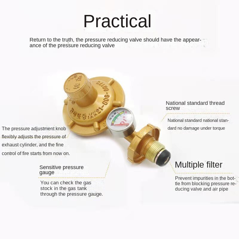 แก๊สเตาอุปกรณ์เสริมวาล์วลดความดันแก๊สเหลวถังกระบอกเหล็กความดัน Regulating Valve ความดันวาล์ว