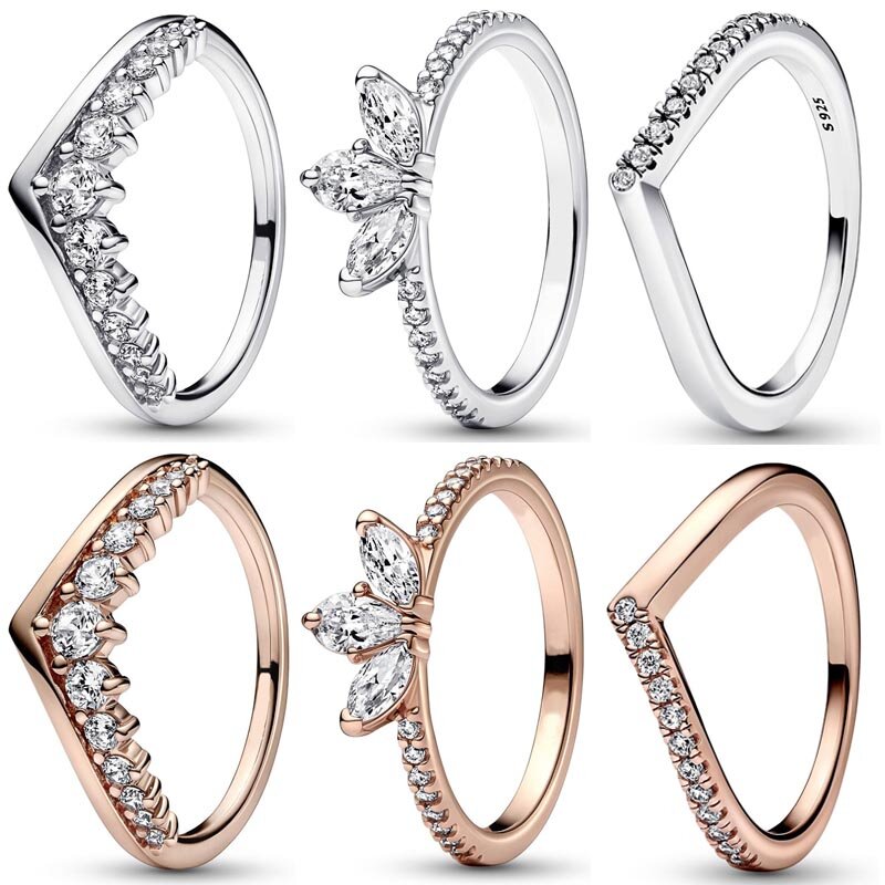 Meio anel autêntico de prata esterlina 925 para mulheres, herbário espumante cluster, desejo atemporal, jóias da moda, presente