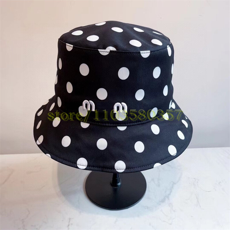 Sombrero de pescador con diseño de puntos para hombre y mujer, sombrero de pescador de ocio, Color sólido, sombrilla para playa, verano, 379055