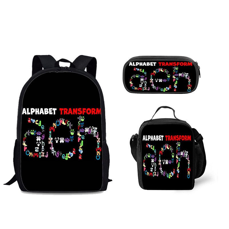 3 шт./комплект, Детский рюкзак с 3D-принтом алфавита