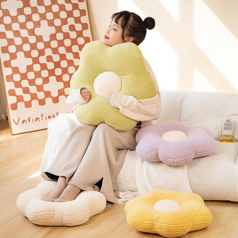 Kawaii Colorful Flower Plush Pillow Cushion Soft Plant Mat Stuffed Sofa Bed Sleeping Back Cushion Decor Gifts
