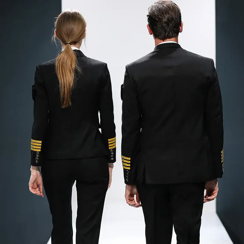 Uniforme de pilote de ligne aérienne classique, uniforme de pilote d'aviation, équipage de cabine, sans épaulettes, haute qualité