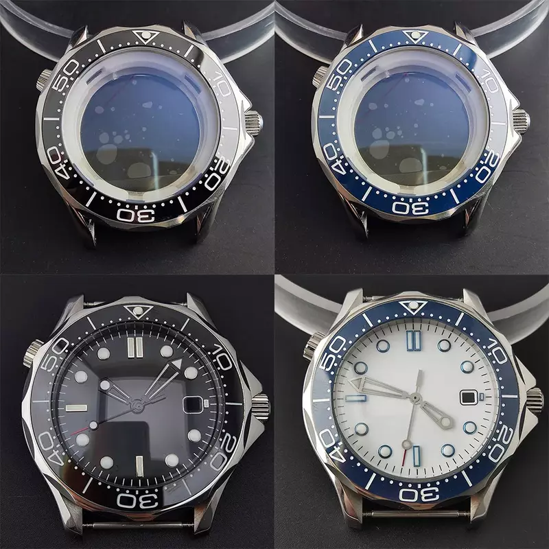 Relógios masculinos de mãos luminosas, faixa de aço inoxidável, Seamaster 300, NH36 movimento mecânico, acessórios, 42mm