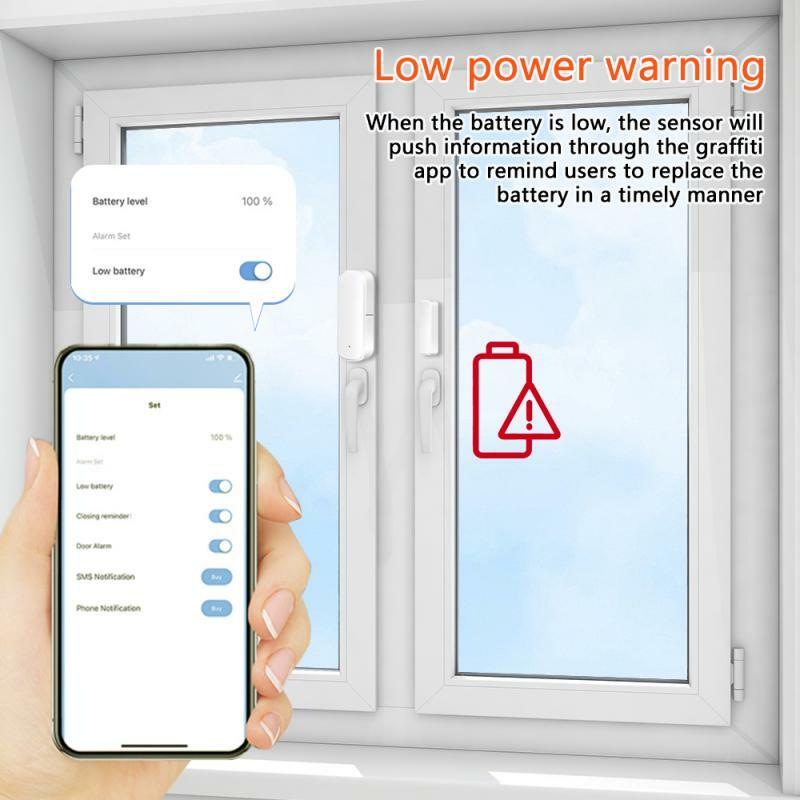 ZY Tuya ZigBee Door Sensor Window Sensor Smart Home Security Protection Door Open/Closed Detectors Work With Alexa Google Home