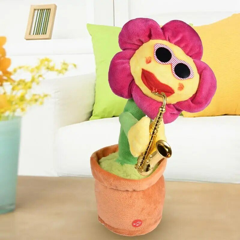 Electric Toys Singing And Dancing Flowers Saxophone Sunflower 80 Music With Lights Net Celebrity Funny Children's Toy Girl Gifts