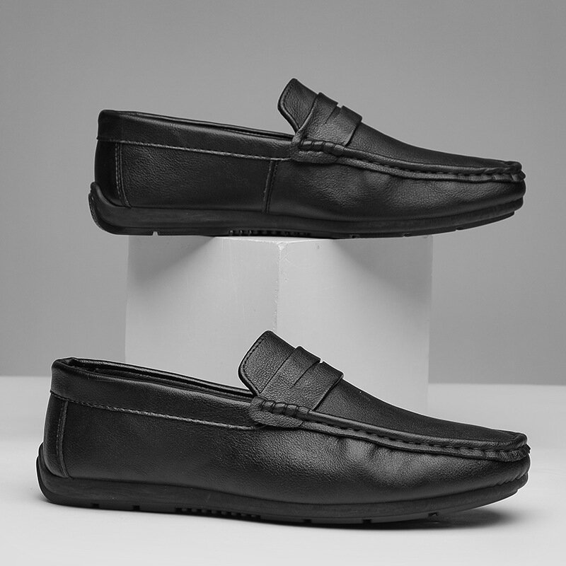 المتسكعون أحذية الرجال 2023 أحذية الصيف موضة جديدة مريح الرجال الشقق جلد اصطف الكلاسيكية الأصلي نمط الرجال أحذية غير رسمية