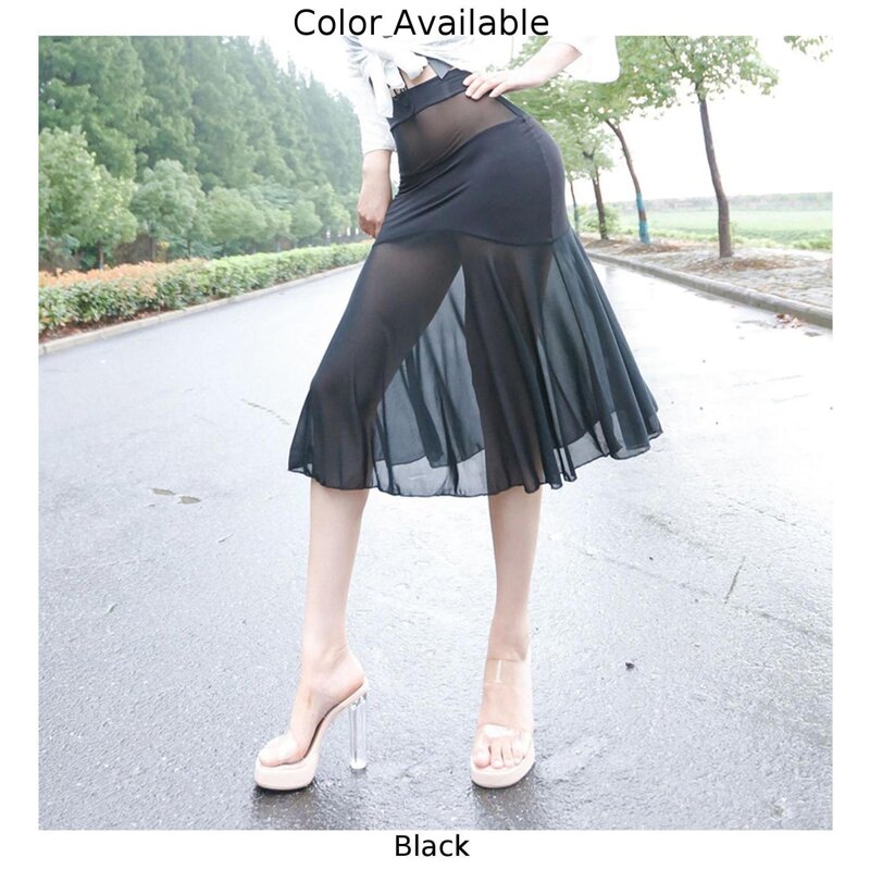 Women Sexy Mesh Sheer Swallowtail Package Hip A-Line Skirt High-rise See Through Dress Transparent Slim Fitting Night Clubwear