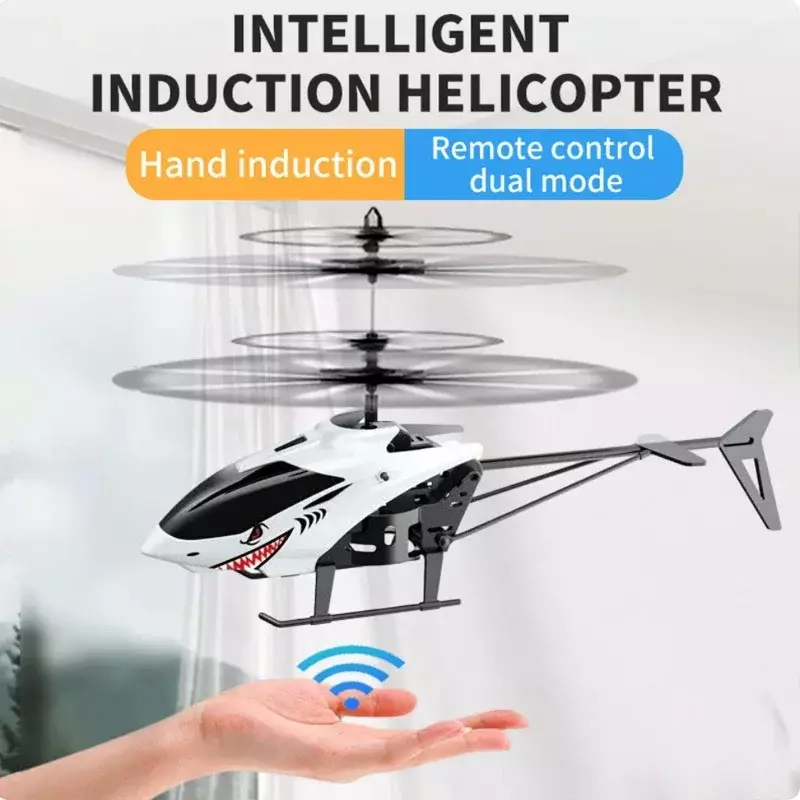 Mini avión volador con Control remoto para niños, helicóptero, Mini Avión de interacción, detección de gestos, luz intermitente, juguete para niños