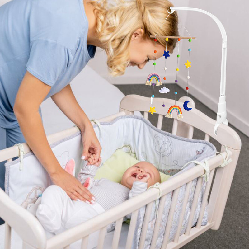 Tempat Tidur Bayi Rak Ponsel Tempat Tidur Bel Mainan Set Braket Mainan Putih Cocok untuk Braket Liontin Tempat Tidur Bayi Tradisional dan Dapat Dikonversi