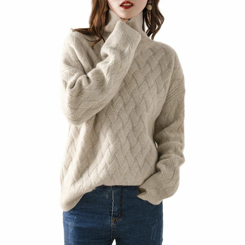 Suéter holgado de Cachemira para mujer, Jersey grueso de gran tamaño, de manga larga, S-3XL