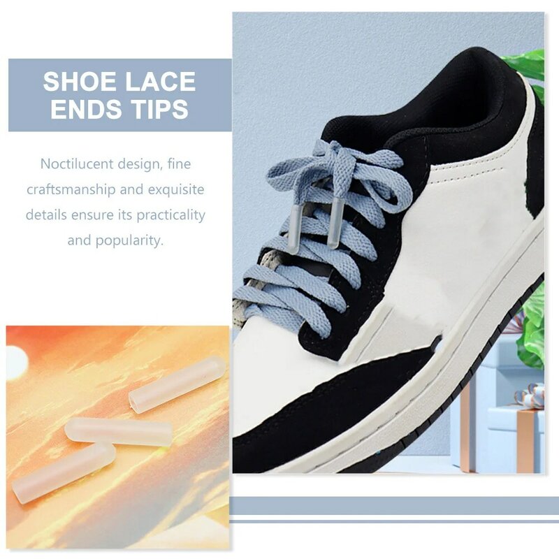 Noctilucent Sneaker Shoelace Head Tips, atacadores atléticos, calçados esportivos, durável Show Plastic, 8 pcs