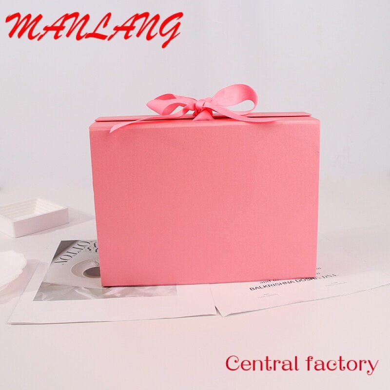 Pembungkus kertas lipat kustom kotak kemasan magnetik lipat dengan pita untuk KOTAK SEPATU untuk Set hadiah dengan pernikahan