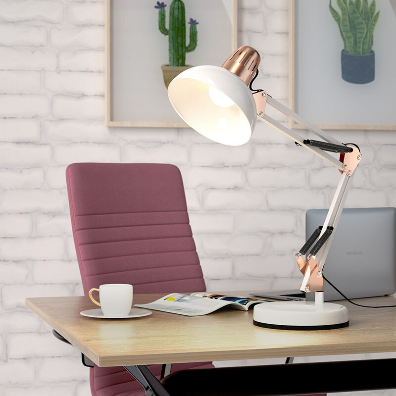 Lámpara de mesa flexible Vintage, luz de lectura para cama, decoración de escritorios de ordenador, equipo de oficina, trabajo plegable, estudio LED con Base para leer