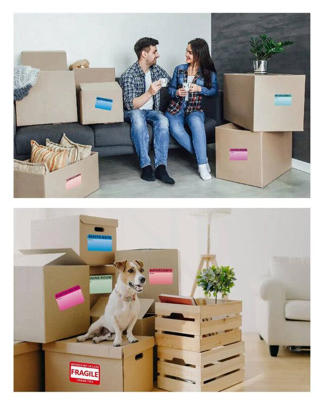Moving Stickers,Home Removable Labels Extra Large Packaging Box Office 3 Bedroom Label House 600pcs Labels Mobile Stickers