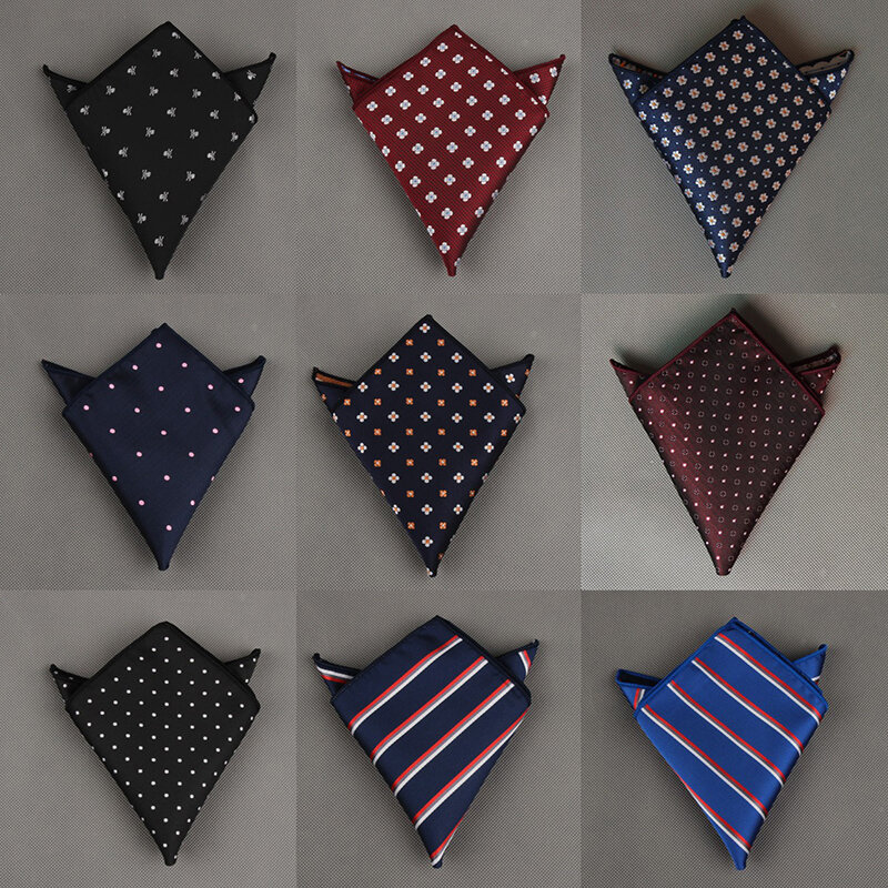 Fashion Silk Handkerchief Vintage Men's Suits Pocket Squares Napkin Business Chest Towel Striped Floral Print Suit Accessories