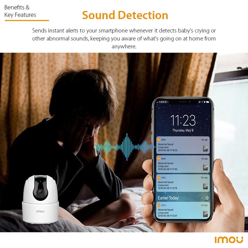 IMOU-cámara IP inalámbrica Ranger 2C para seguridad del bebé, dispositivo de vigilancia con detección humana, visión nocturna, Wifi 360, 2MP/4MP