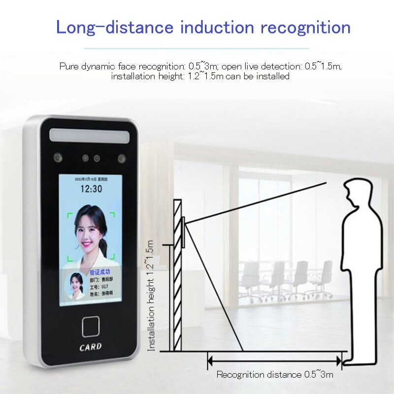 S1000 биометрическая машина для распознавания лица, система времени посещаемости с клавиатурой, считыватель отпечатков пальцев, часы времени на лице