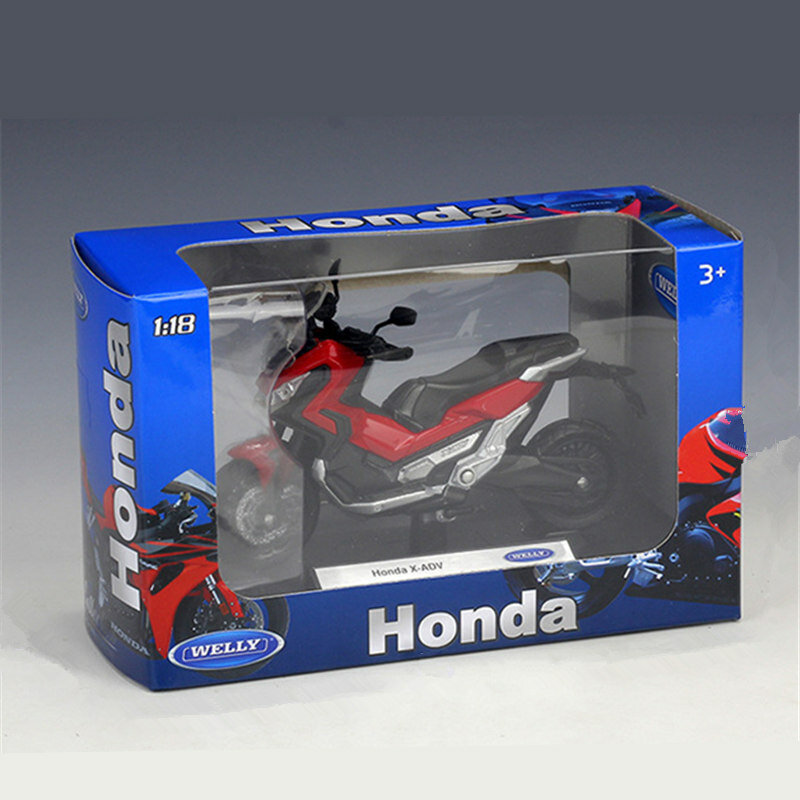 WELLY 1:18 sepeda motor, mainan Model diecast simulasi Model sepeda motor logam paduan Honda X-ADV, koleksi Model sepeda motor kapal pesiar jalanan hadiah anak-anak