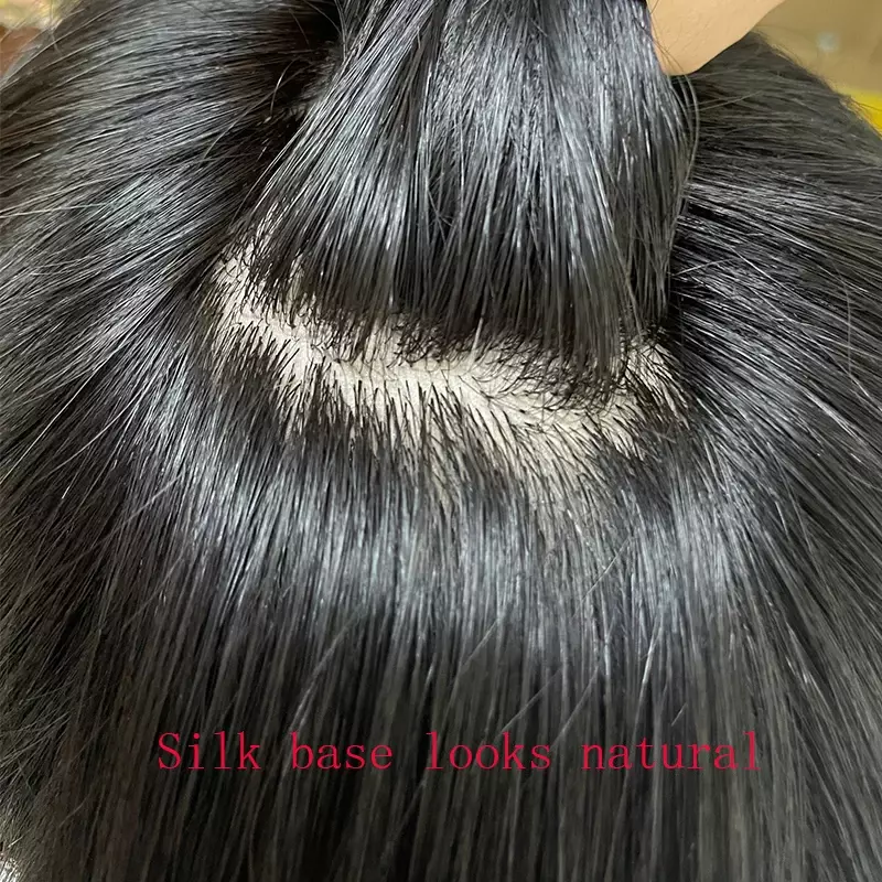 Silk Base Topper Hair Clip In Human Hair Toupee For Men 100% Human Toupee Hair Pieces 18x22 CM Silk Base Closure 1B Color