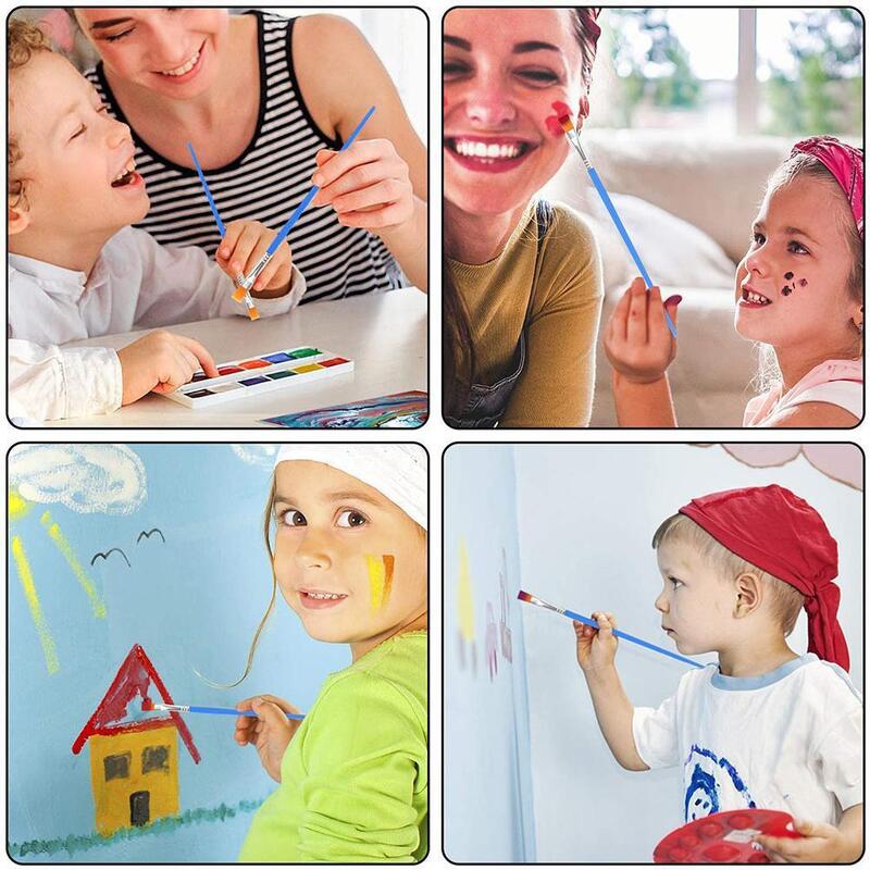 مجموعة فرش رسم للأطفال ، شعر مستدير مسطح ، نايلون ، أكريليك زيتي ، ألوان مائية ، مبتدئين ، طلاب ، فن