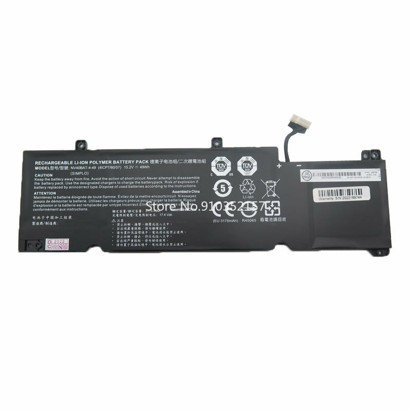 Bateria do portátil Para CLEVO NV40ME NV40MB NV40BAT-4-49 NV40BAT-4 49WH 6-87-NV40S-41B01 15.2V 3175mAh Nova