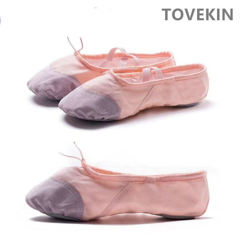Zapatos de Ballet de lona para niñas, zapatillas planas de baile, zapatos de baile para adultos, mujeres, niños, suela dividida clásica, cuero suave