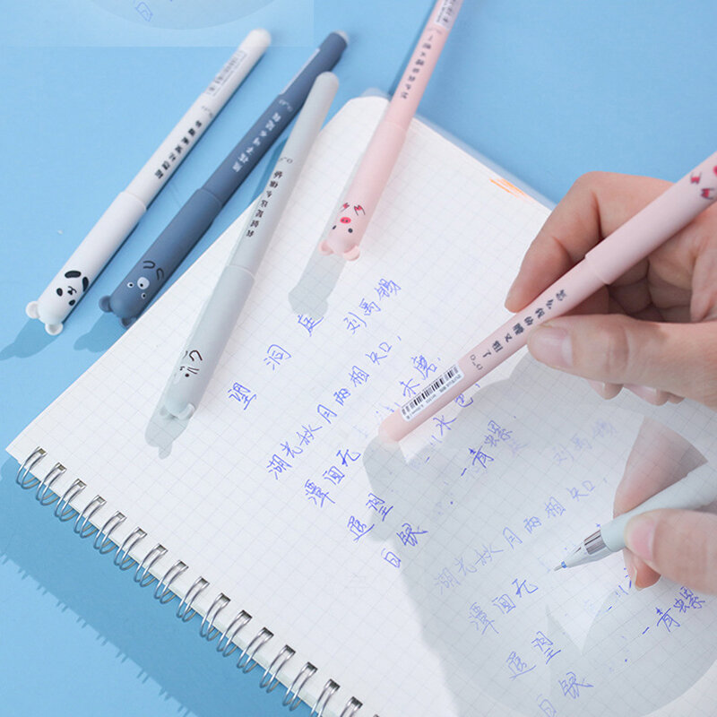 Kawaii Uitwisbare Gel Pen Set Cartoon Dieren Schattige Kat Uitwisbare Pen Uitwisbare Navulling Staaf Wasbaar Handvat Pen Grip School Briefpapier
