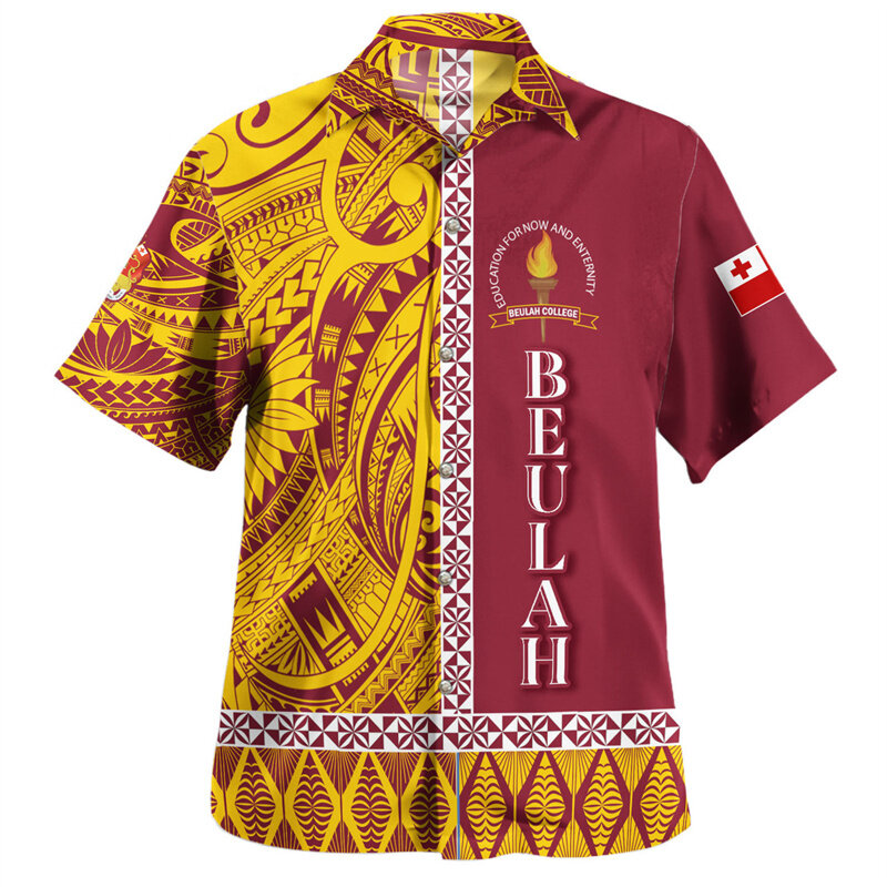 3D The Kingdom Of Tonga Flag Printing Shirts Men Tonga Coat Of Arm Emblem Graphic Short Shirts Harajuku Shirts Clothing Blouses
