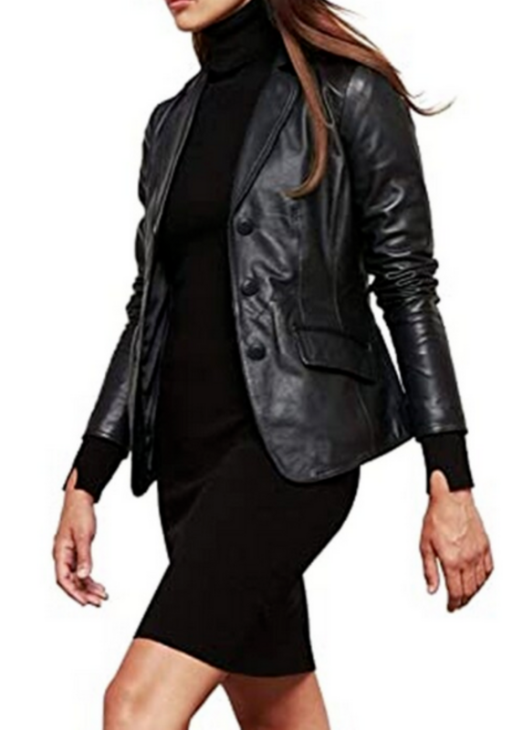 Женская Байкерская кожаная куртка, черная мотоциклетная куртка из натуральной овечьей шкуры