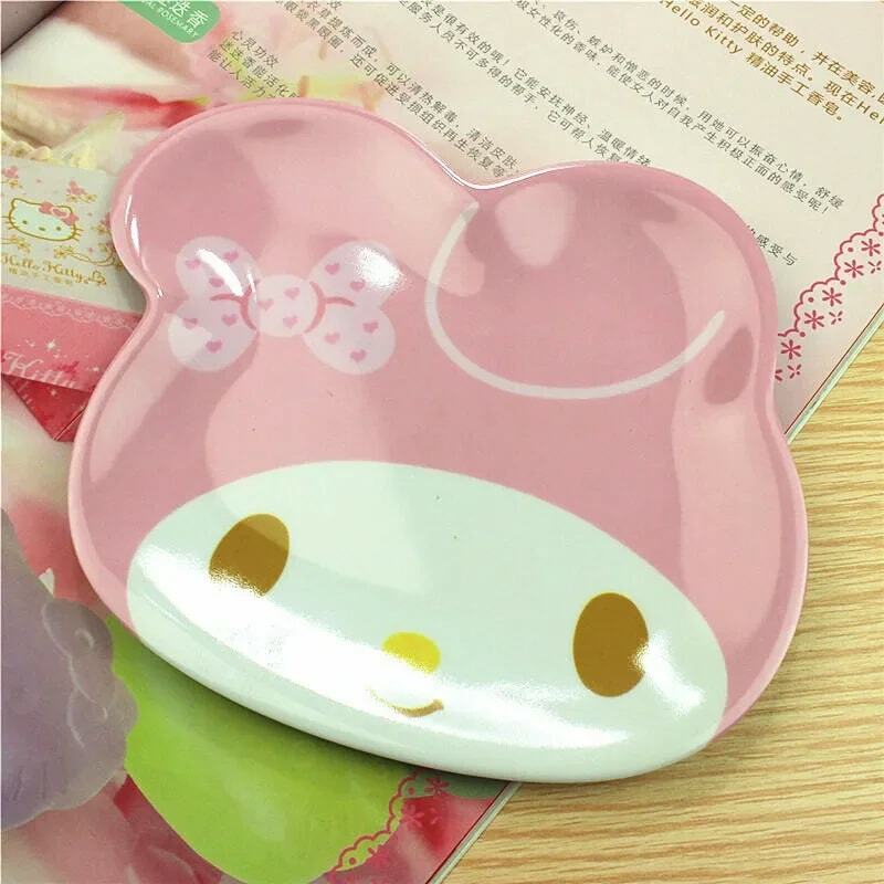 My Melody Sanrio Dinner Plate Hello Kitty Anime Baby Children Kawaii Saucer Tableware Cute Fruit Plates Cartoon Snacks Tray Gift
