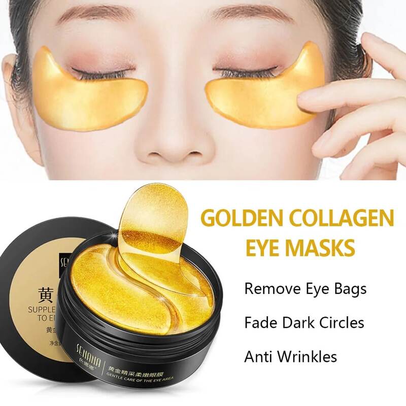 Средства по уходу за кожей Маска для глаз с гиалуроновой кислотой 24K Gold Удалить темные круги под глазами Коллагеновые патчи для глаз Корейский продукт по уходу за лицом