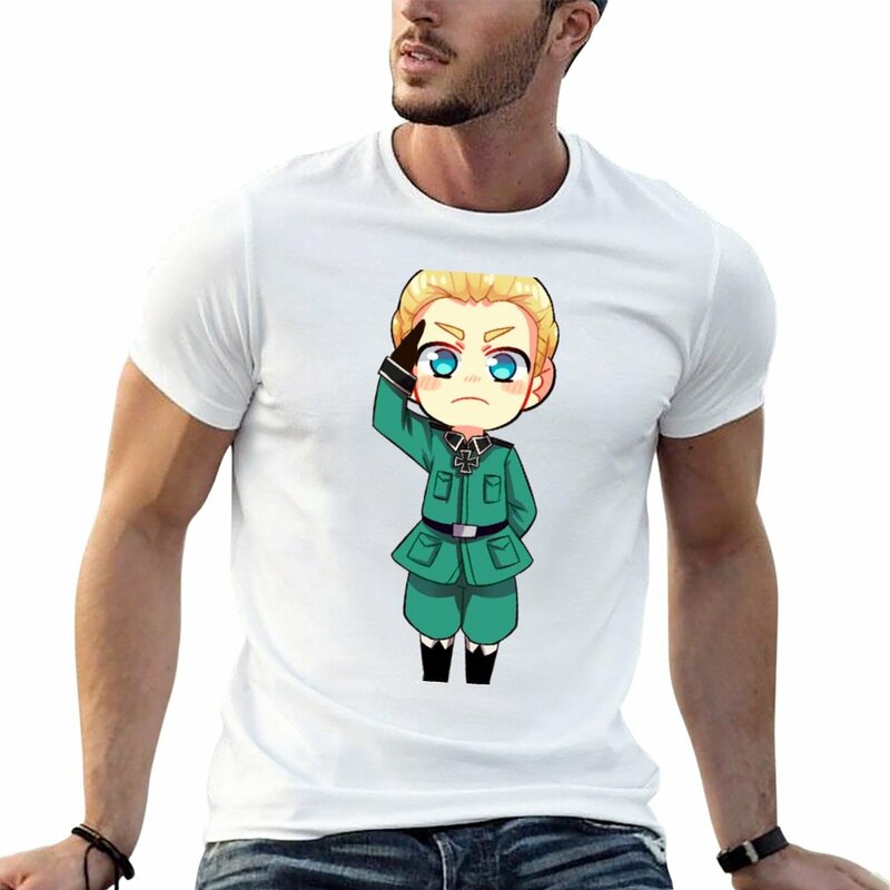 Hetalia-Camiseta de secado rápido para hombre, camisa corta de moda coreana, en blanco, de peso pesado, nueva de Alemania