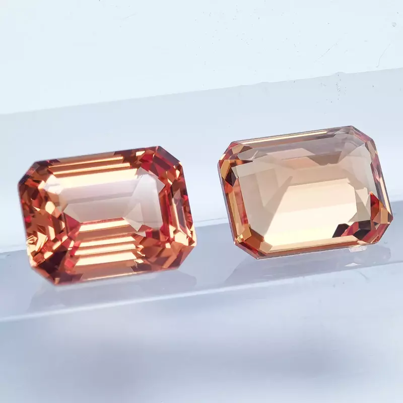 Lab Grown Sapphire Sunset Orange Color Emerald Cut Gemstone for Charms DIY Ring Earrings Materials Selectable AGL Certificate