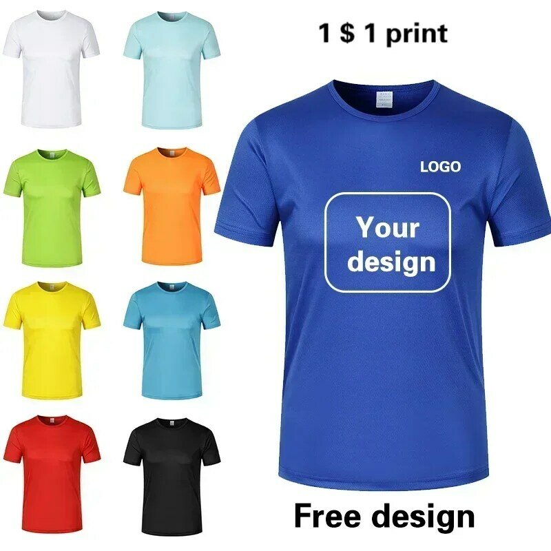 T Shirt Logo cetak wanita untuk pria cepat kering Gym lari kustom maraton pakaian olahraga lengan pendek merek Diy murah