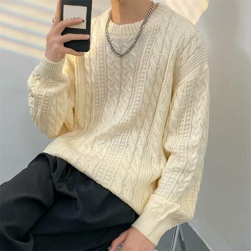 Classic Men Pullover Sweater Cozy Knitted Winter Sweater for Men Thick Long Sleeve Pullover Unisex Couple Warm Sweater Top