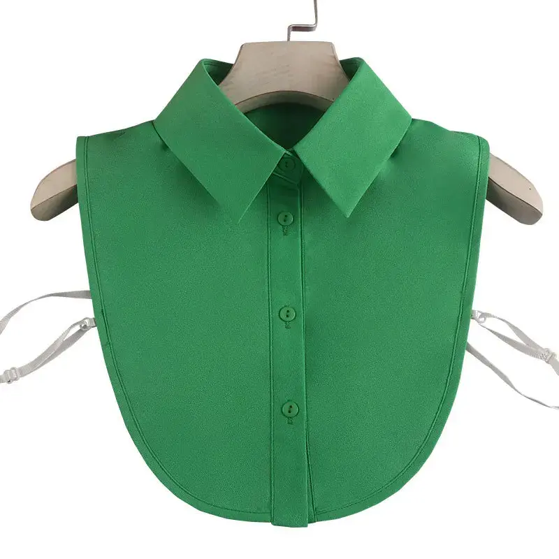 Женская и мужская рубашка с ложным воротником, Повседневная рубашка, съемный воротник с лацканами, зеленая рубашка с ложным воротником, Женская Съемная рубашка