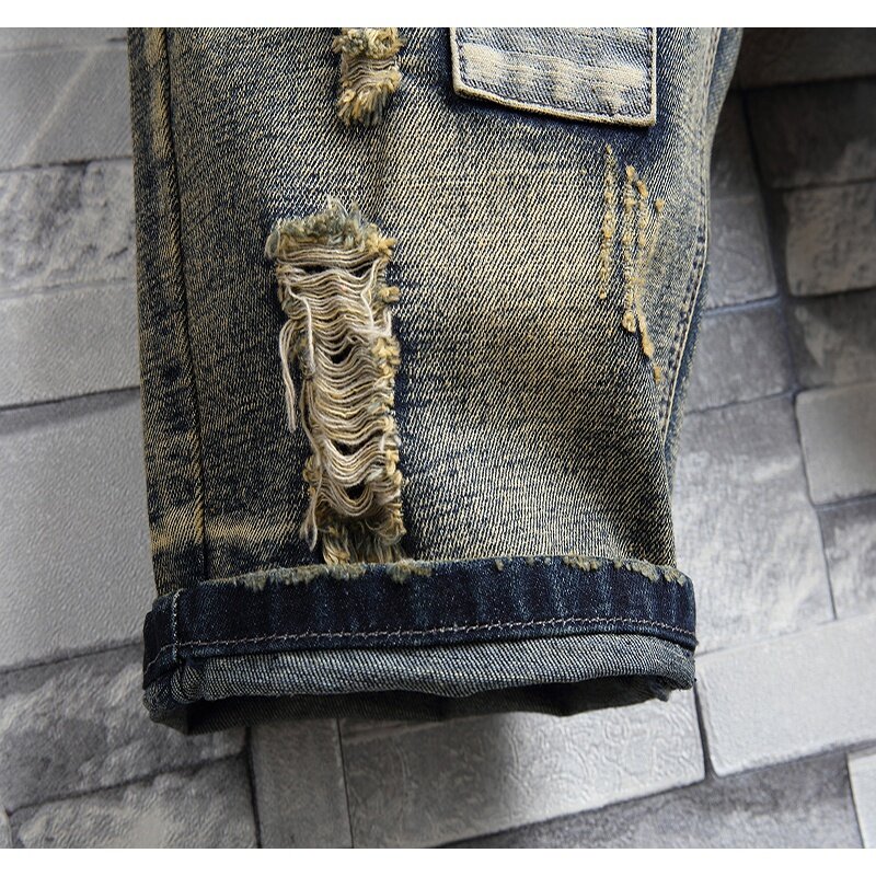 Shorts jeans personalizados masculinos, moda verão, calça larga e reta meio dividida, jeans casual de rua, novo, 2022