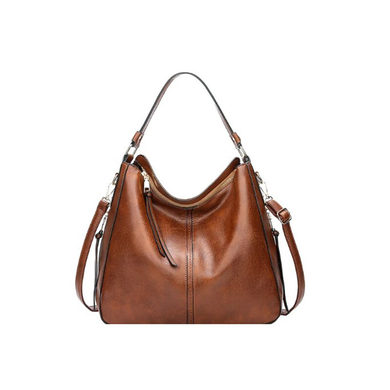 Bolsa de couro vintage de grande capacidade feminina, bolsa de mão luxuosa feminina, moda