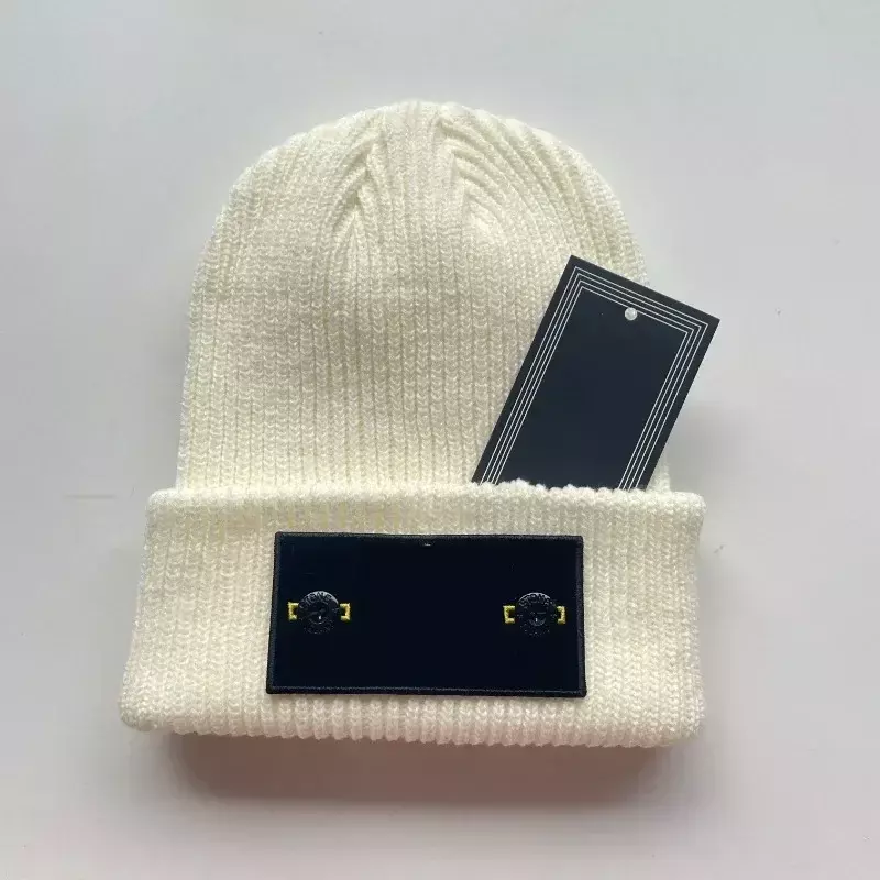 2024 Winter Knit Hat Fleece Warm Fashion Soft Beanie Men's Women's Stone Hats Thickening Label Ski Sports Knitted Brimless Cap