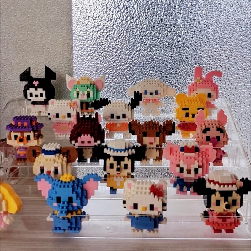 Disney Anime Princess Building Blocks Stitch Mickey Mouse mini Action toy Figures Blocks Toys Bricks Assemble Toys Kids Gifts