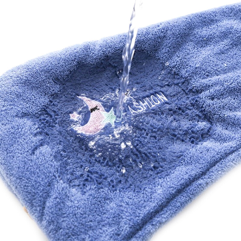 Magic Microfiber Shower Cap Embroidery Towel Bath Hats Dry Hair Cap Quick Drying Soft for Lady Turban Head