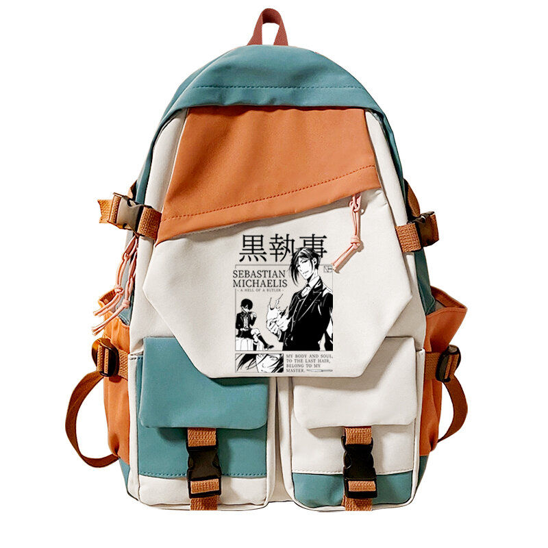 حقيبة ظهر مدرسية سوداء بتصميم جديد أنيمي ياباني ، حقيبة كرتون كاواي ، حقيبة كتب للفتيات المراهقات