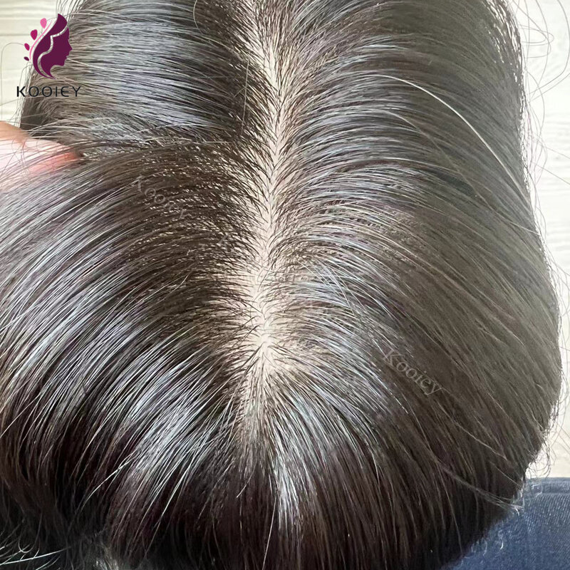 12x13cm Topper rambut dasar sutra untuk wanita kulit kepala alami atas lurus klip rambut Eropa di bagian rambut bebas Remy