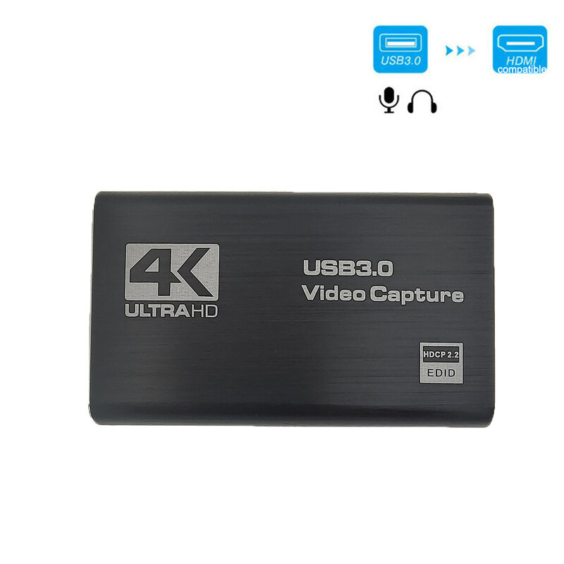 1080P 4K USB 3.0 Video Capture Card HDMI-compatible 60fps HD Video Recorder Grabber For OBS Capturing Game Card Live Support Mic