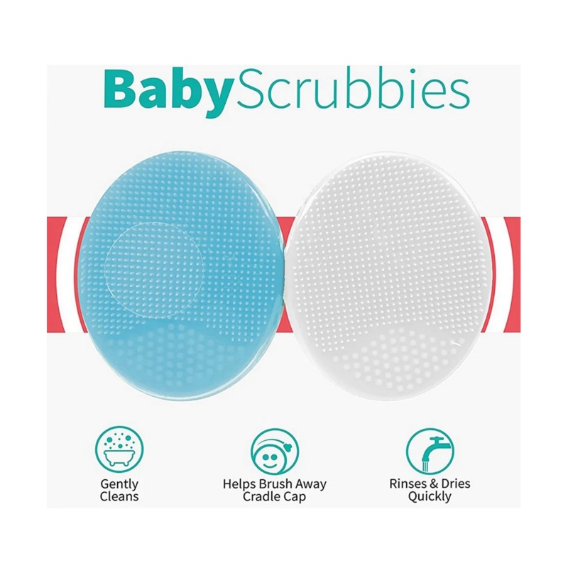 Exfoliating and Massaging Cradle Cap Bath Brushes for Baby,Blue and White, 2 Pack