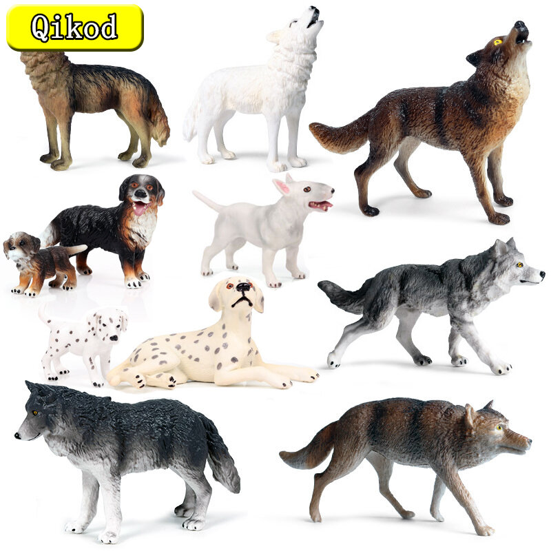 New Classic Dogs Animals Savage Wild Wolves Animals Model Action Figures Wolf Dog Doll PVC Education Kids Collection Toys Gifts